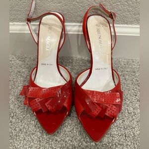 Red classy ankle strap heels